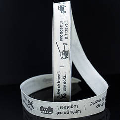 Стрічка Бавовняна Ситець, з принтом мультфільм, Транспорт, Біло-чорний, Ширина: 15мм, 5 м