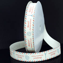 Стрічка Бавовняна Ситець, з принтом мультфільм, Париж, Біло-кораловий, Ширина: 15мм, 5 м