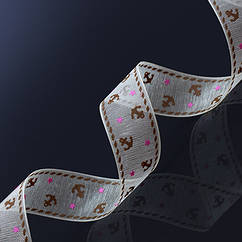 Стрічка з Органзи з Принтом, Бежева, 16мм, 5 м