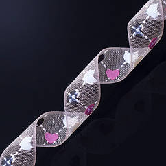 Стрічка з Органзи з принтом, Бежевий, Ширина: 9мм, 5 м