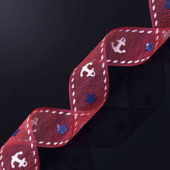 Стрічка з Органзи з Принтом, Лососевий, Ширина: 9мм, 5 м