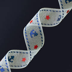 Стрічка з Органзи з принтом, Біла, Ширина 9мм, 5 м