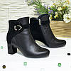 Черевики жіночі чорні на невисокому каблуці. Натуральний замш і шкіра, фото 2