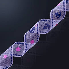 Стрічка з Органзи з Принтом, Бузковий, Ширина: 9мм, 5 м