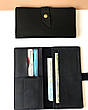 Жіночий шкіряний гаманець портмоне з кишенею для карток і копійок на кнопці лонгер чорне Promo ручної роботи, фото 4