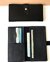 Жіночий шкіряний гаманець портмоне з кишенею для карток і копійок на кнопці лонгер синій Promo ручної роботи