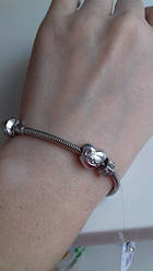 Срібний шарм серця з написом Love