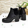 Шкіряні жіночі черевики на широкому стійкому каблуці, фото 3