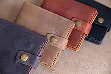 Шкіряний жіночий гаманець ручної роботи з кишенею для карток малиновий Gazda, фото 2
