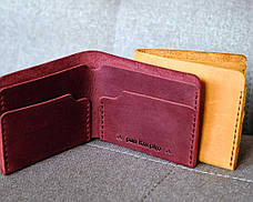 Шкіряний жіночий маленькій гаманець ручної роботи з натуральної шкіри Gomin малиновий, фото 3