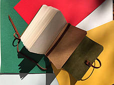 Шкіряний блокнот чоловічий зі змінним блоком А6 коричневий ручної роботи натуральна шкіра оливковий, фото 3
