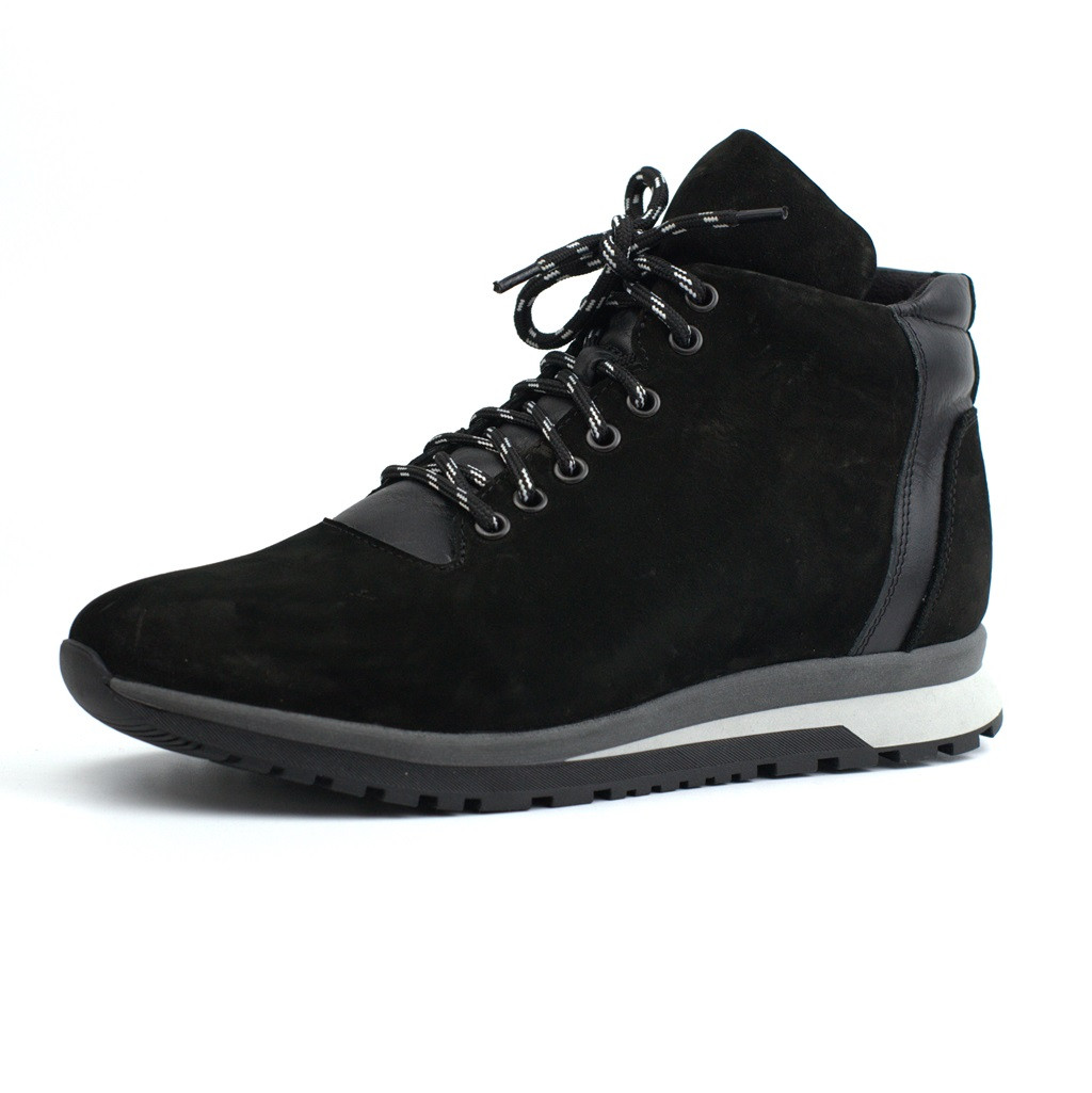 Зимові черевики кросівки на хутрі чорні нубук чоловіче взуття Rosso Avangard Lion Black Vel, фото 1