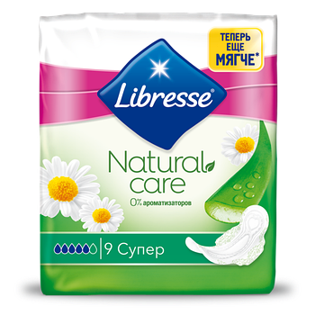 Прокладки на критичні дні Libresse Natural Care Super 9 шт.