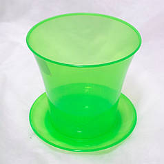 Вазон прозорий дренажний "Акварель" з блюдцем, діаметр 12см, об'єм 0.6л, Зелений