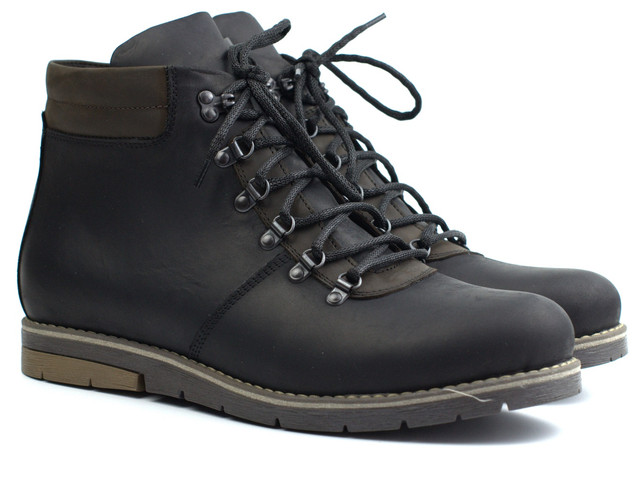 Зимние ботинки хайкеры кожаные на меху мужская обувь Rosso Avangard Rangers Street Crazy Black