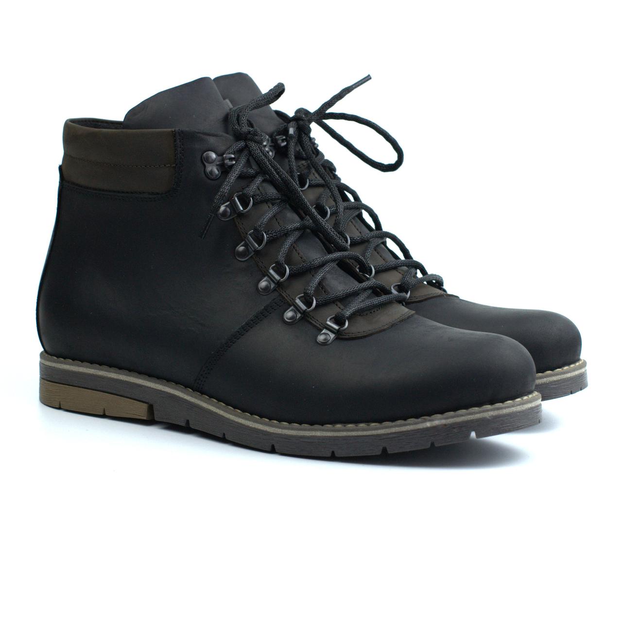 Зимові черевики хайкери шкіряні на хутрі чоловіче взуття Rosso Avangard Rangers Street Crazy Black