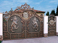 Кованые эксклюзивные ворота с калиткой, код: 01150