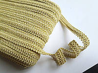 Тесьма декоративная шубная шанель, Тасьма шубна косичка 1,3 см, оливково-золотиста світла