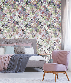 Дизайнерське панно в спальню Pastel flowers in Retro style 155 см х 250 см