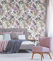 Дизайнерское панно в спальню Pastel flowers in Retro style 250 см х 155 см