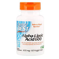 Doctors Best, альфа-липоевая кислота, 60 капсул х 600 мг, alpha-lipoic