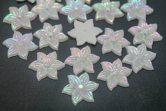 Напівнамистини з перламутром Квіти 16 мм Білий +-100 шт.