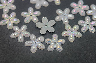 Напівнамистини з перламутром Квіти 14 мм Білий +-100 шт.