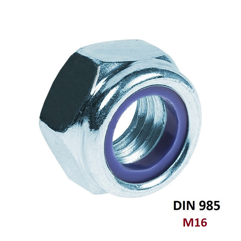 М16 Гайка самоконтрастна Калена 10.9 Цинк (DIN 985)