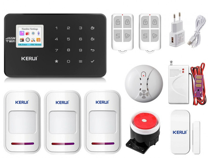 Комплект сигналізації Kerui Wi-Fi W18 Pro для 2-кімнатної квартири чорна