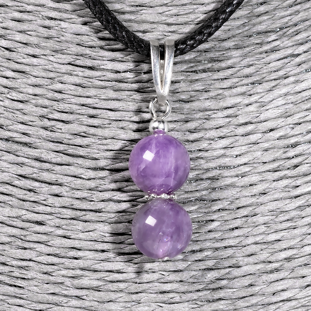 Кулон з аметистом, срібло, Ø10 мм, 1222КЛА