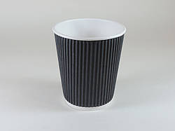 Стакан гофрований 180 мл 30 шт/уп (1ящ/40уп) Чорний кр 71
