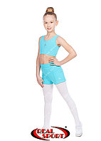 Топ-шорты для гимнастики и танцев мятный GM080013 (бифлекс, р-р 2-4, рост 110-140 см)