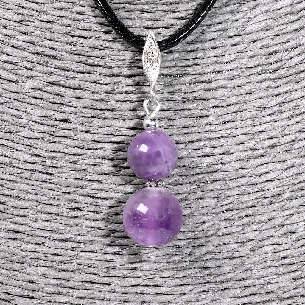 Кулон з аметистом, срібло, Ø10 і Ø 12 мм, 1224КЛА