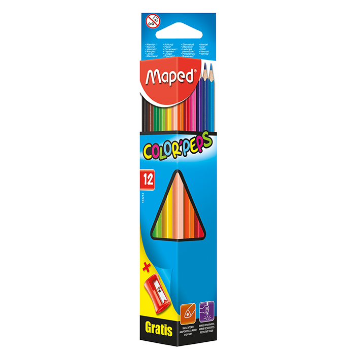 Олівці кольорові, 12 кольорів + точилка, COLOR PEPS Classic, Maped