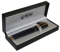 Комплект ручок (перо+роллер) у подарунковому футлярі L, перлинно-чорний