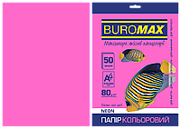 Бумага цветная А4, 80г/м2, NEON, малиновая, 50 л.