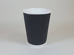 Стакан гофрований 400(350 Євро) мл 30 шт/уп (1ящ/24уп) Чорний кр90