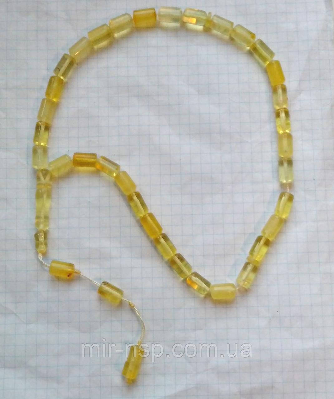 Чітки 33 намистини 100% натуральний бурштин (не прес-плавка) бочечка 12*7 мм вага 18г, фото 1
