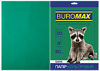 Бумага цветная А4, 80г/м2, DARK, темно-зеленый, 20 л.