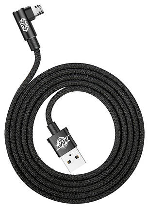 Ігровий кабель для зарядки телефона Baseus MVP Elbow USB - MicroUSB 2 м 1.5 А Чорний (CAMMVP-B01), фото 1