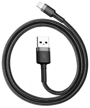 Кабель для зарядки телефона/ смартфона Baseus USB - Lightning 2 м 1.5 А Чорний/ Сірий (CALKLF-CG1), фото 1