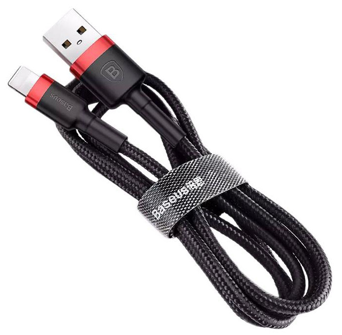 Кабель для зарядки телефона/ смартфона Baseus USB-Lightning 2 м 1.5 А Чорний/Червоний (CALKLF-C19)