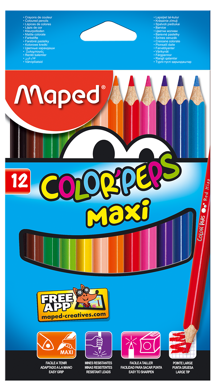 Олівці кольорові, 12 кольорів, потовщені, COLOR PEPS Maxi, Maped