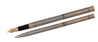 Комплект ручок (перо+кулькова) у подарунковому футлярі L, сталь