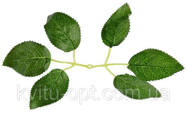 Штучний Лист троянди 6-ка з прожилками , 20 см, фото 1