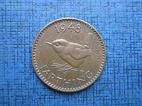 Монета 1/4 пенни фартинг Великобритания 1948 1949 фауна птица 2 года цена за 1 монету