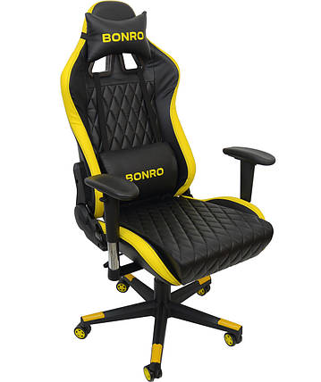 Кресло геймерское Bonro 1018 желтое, фото 2
