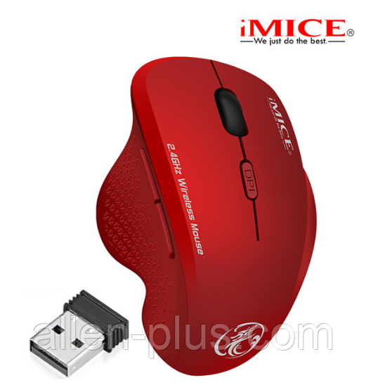 Миша бездротова iMICE ергономічна (1600 DPI) USB 2.4 G wireless, RED