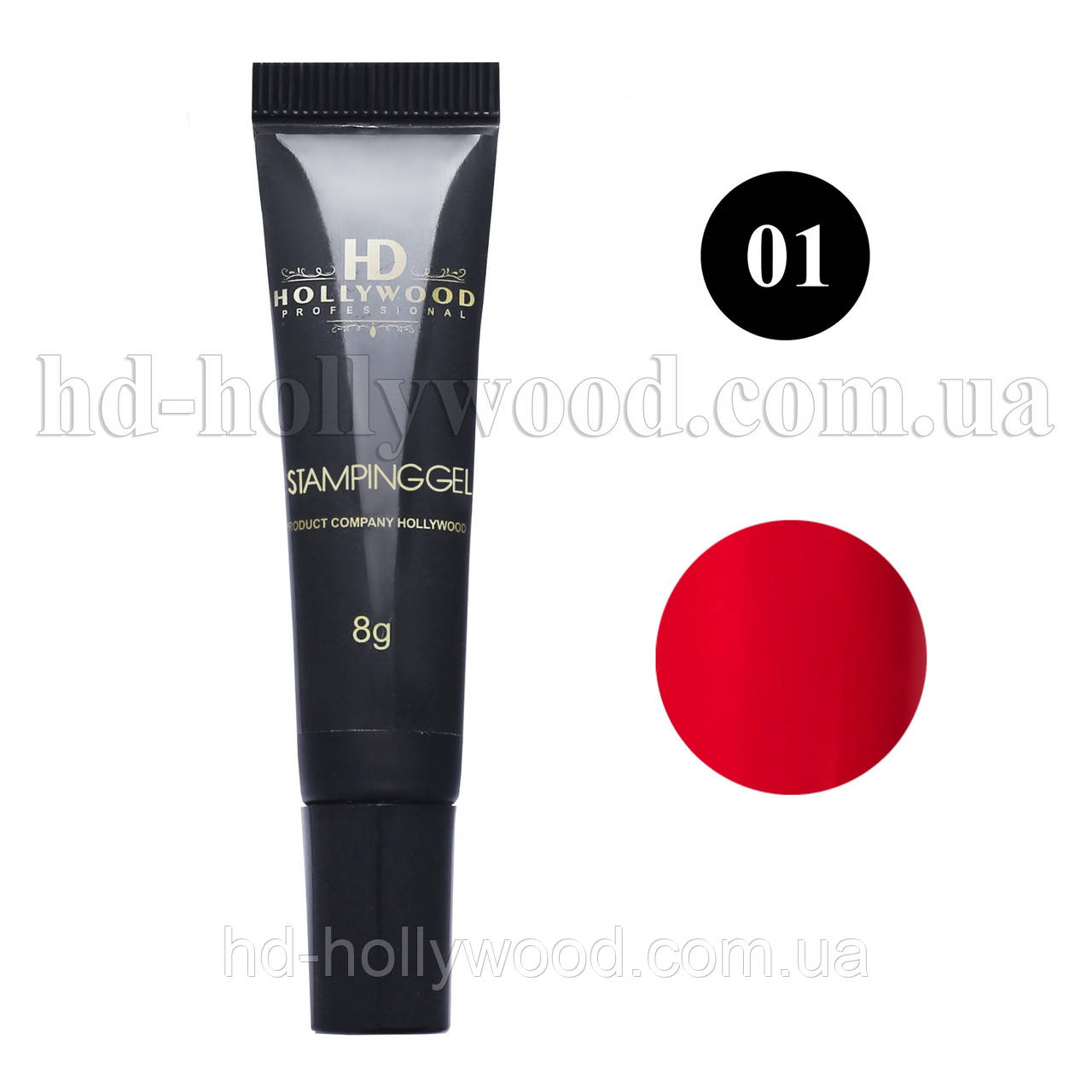 Гель-фарба для стемпінгу Червона 01 HD Hollywood, 8 мл, фото 1