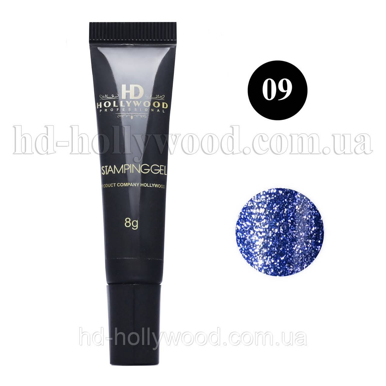 Гель-фарба для стемпінгу Синій 09 HD Hollywood, 8 мл, фото 1